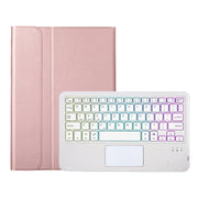 For iPad Pro 11 2024 A13B-AS Lambskin Texture Backlight Bluetooth Touch Keyboard Leather Tablet Case with Pen Slot(Rose Gold)