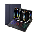 For iPad Pro 11 2024 A13B-AS Lambskin Texture Backlight Bluetooth Touch Keyboard Leather Tablet Case with Pen Slot(Dark Blue) - For iPad Pro by PMC TechLife | Online Shopping South Africa | PMC TechLife | Buy Now Pay Later Mobicred
