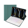 For iPad Pro 11 2024 A13B-AS Lambskin Texture Backlight Bluetooth Touch Keyboard Leather Tablet Case with Pen Slot(Dark Green) - free shipping - PMC TechLife - Order now!