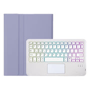 For iPad Pro 11 2024 A13B-AS Lambskin Texture Backlight Bluetooth Touch Keyboard Leather Tablet Case with Pen Slot(Purple)