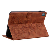 For Nokia T21 Lily Embossed Leather Tablet Case(Brown)