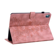 For Nokia T21 Lily Embossed Leather Tablet Case(Pink)