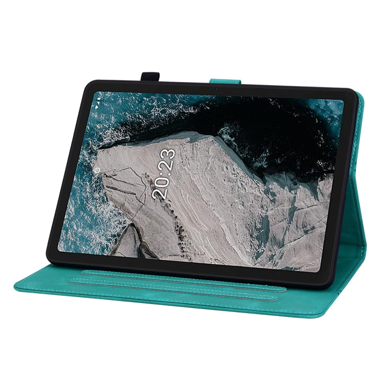 For Nokia T20 10.4 2021 Lily Embossed Leather Tablet Case(Green)