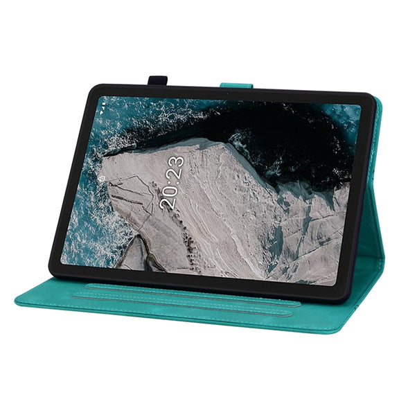 For Nokia T20 10.4 2021 Lily Embossed Leather Tablet Case(Green)