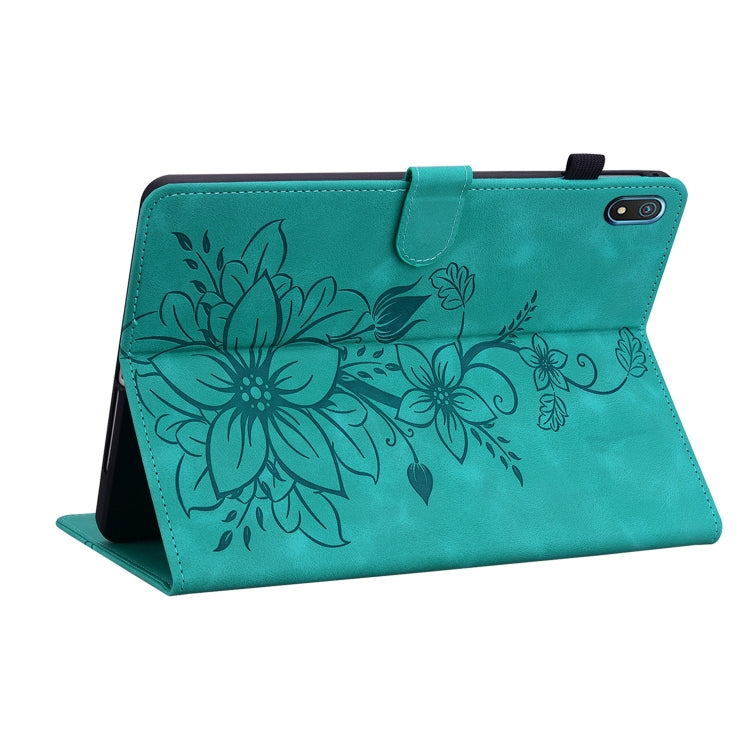 For Nokia T20 10.4 2021 Lily Embossed Leather Tablet Case(Green)