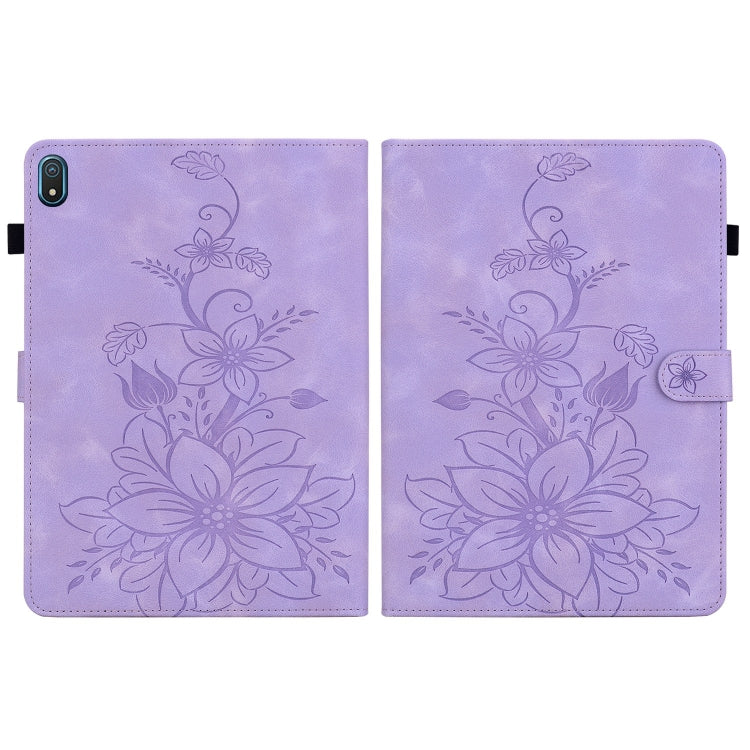 For Nokia T20 10.4 2021 Lily Embossed Leather Tablet Case(Purple)
