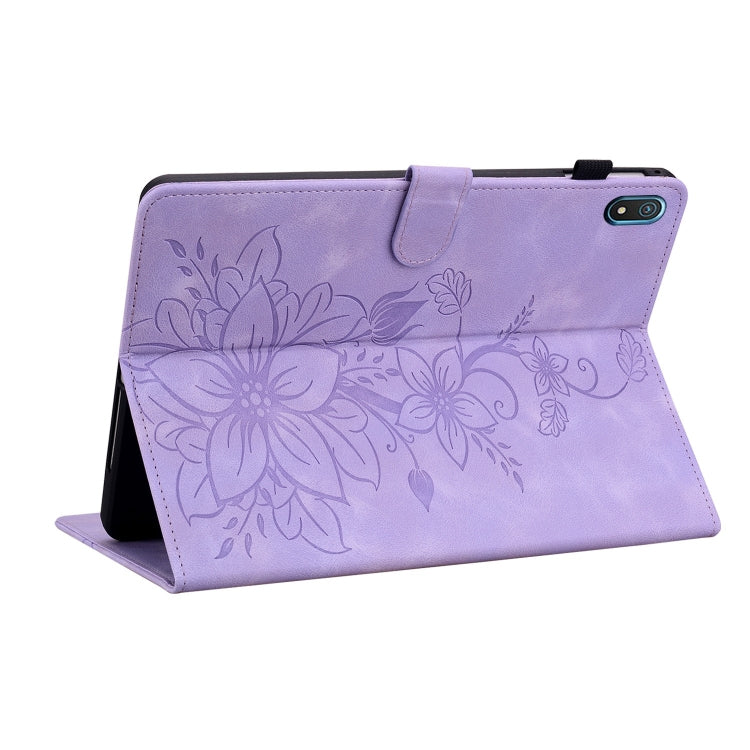 For Nokia T20 10.4 2021 Lily Embossed Leather Tablet Case(Purple)