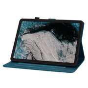 For Nokia T20 10.4 2021 Lily Embossed Leather Tablet Case(Dark Blue)