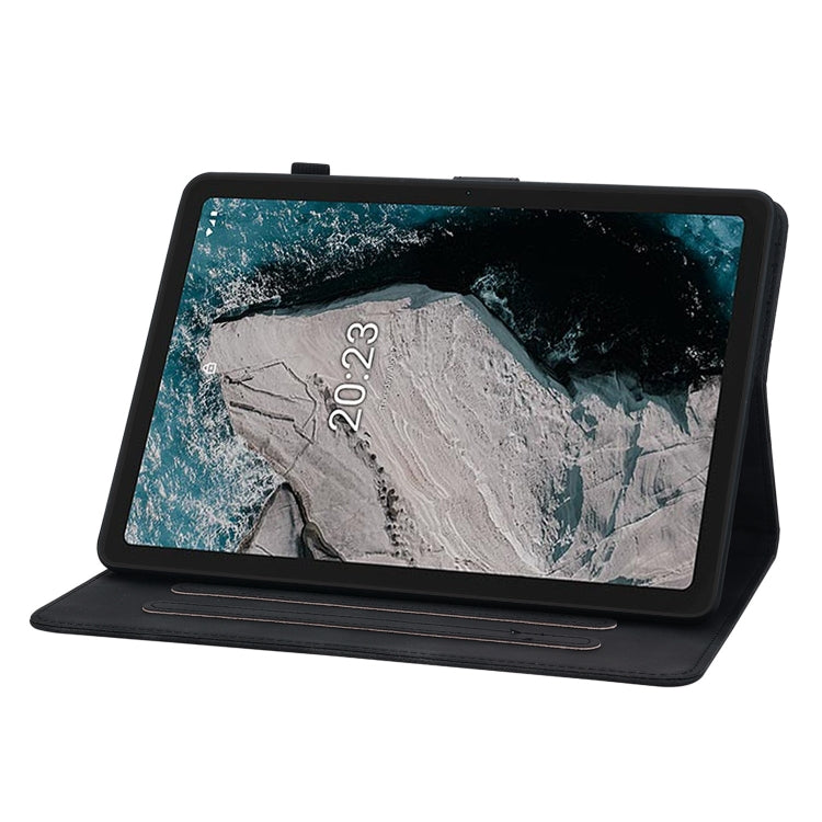 For Nokia T20 10.4 2021 Lily Embossed Leather Tablet Case(Black)