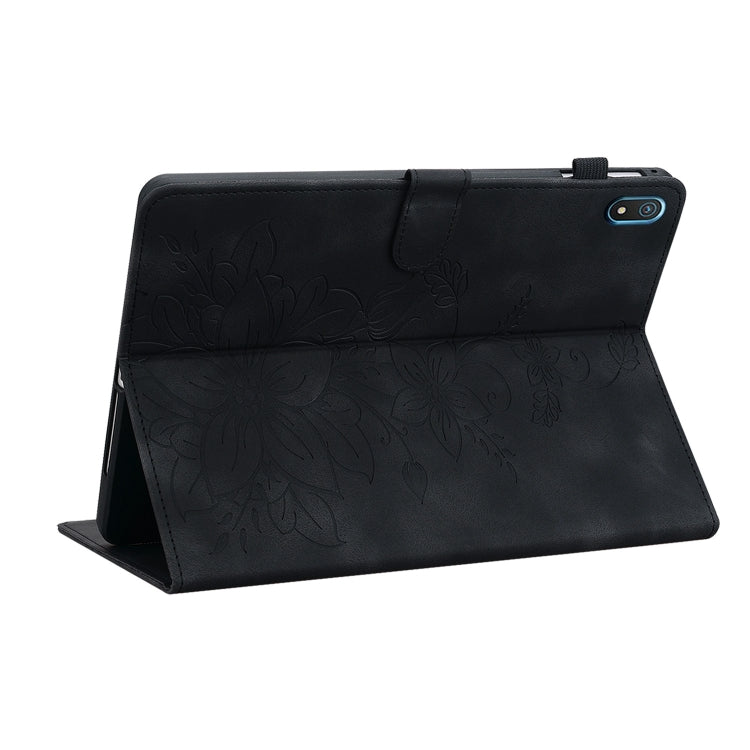 For Nokia T20 10.4 2021 Lily Embossed Leather Tablet Case(Black)