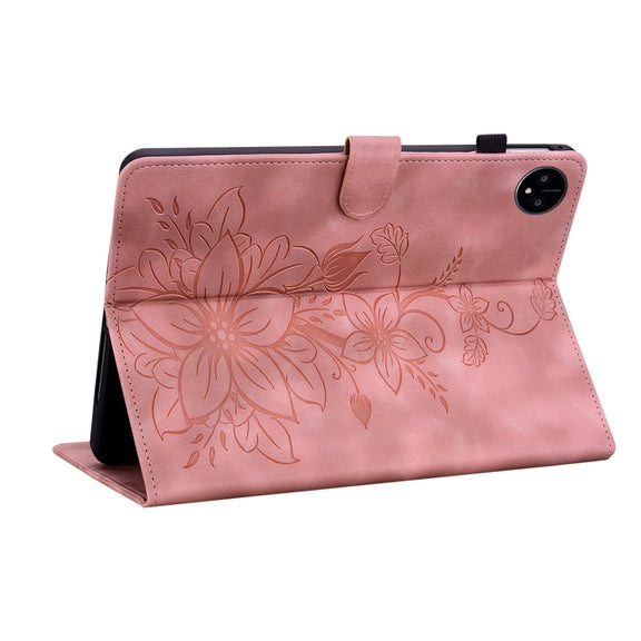 For Huawei MatePad Pro 11 2022 Lily Embossed Leather Tablet Case(Pink)
