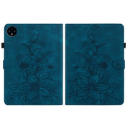 For Huawei MatePad Pro 11 2022 Lily Embossed Leather Tablet Case(Dark Blue)