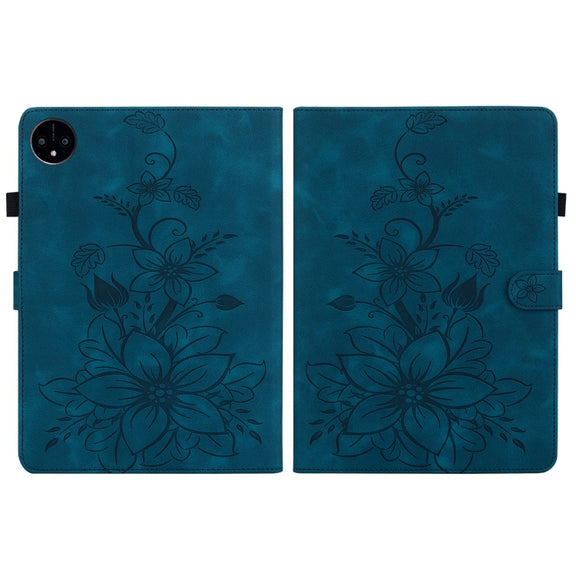 For Huawei MatePad Pro 11 2022 Lily Embossed Leather Tablet Case(Dark Blue)