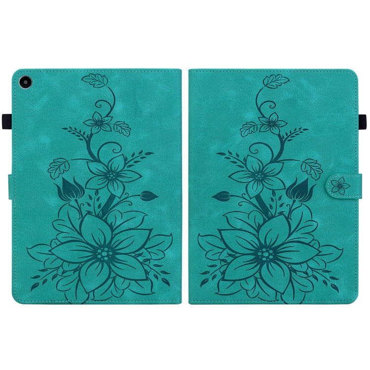 For Huawei MatePad SE 10.4 Lily Embossed Leather Tablet Case(Green)