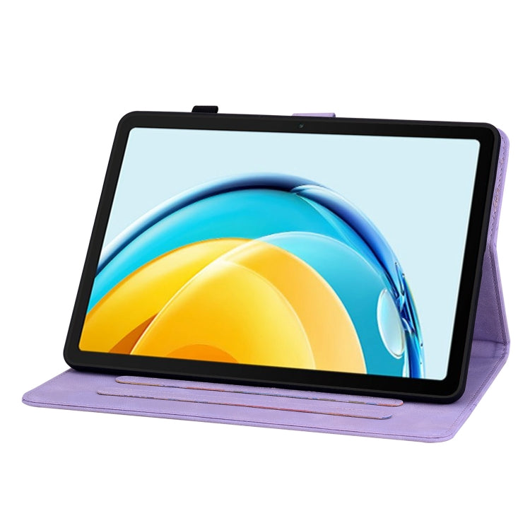 For Huawei MatePad SE 10.4 Lily Embossed Leather Tablet Case(Purple)