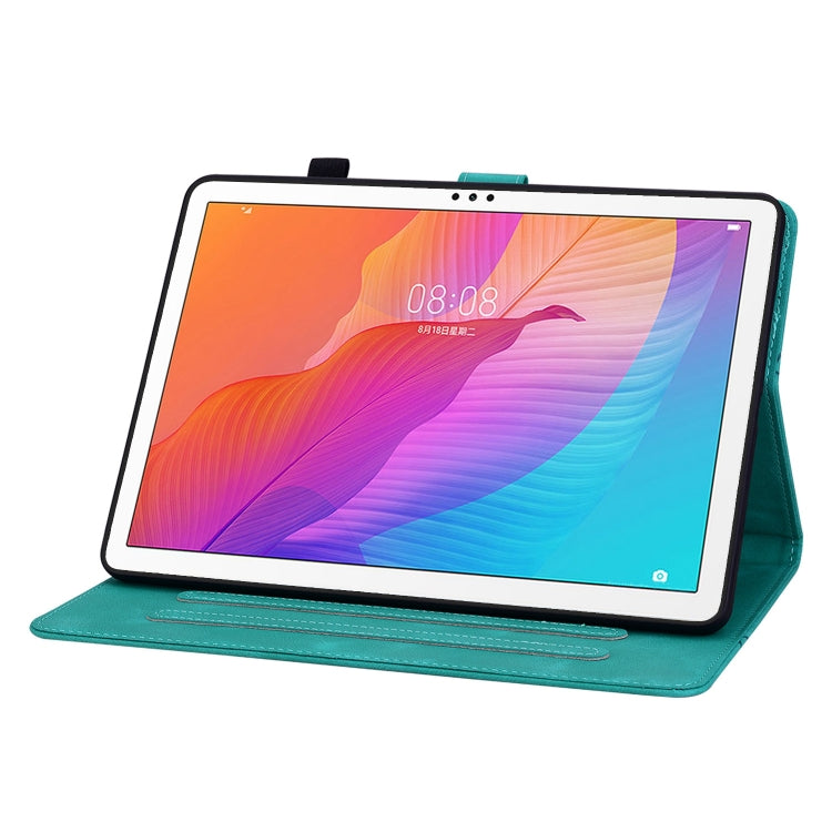 For Huawei MatePad T 10s / Enjoy Tablet 2 Lily Embossed Leather Tablet Case(Green)