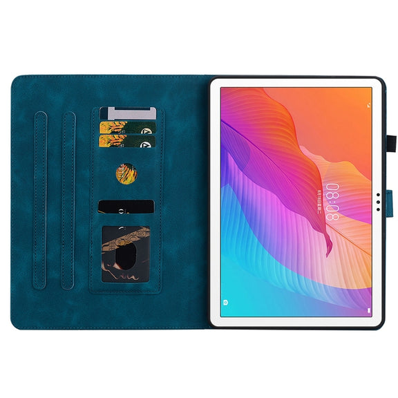 For Huawei MatePad T 10s / Enjoy Tablet 2 Lily Embossed Leather Tablet Case(Dark Blue)