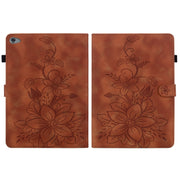 For Huawei MediaPad M5 Lite 10 / C5 10.1 Lily Embossed Leather Tablet Case(Brown)