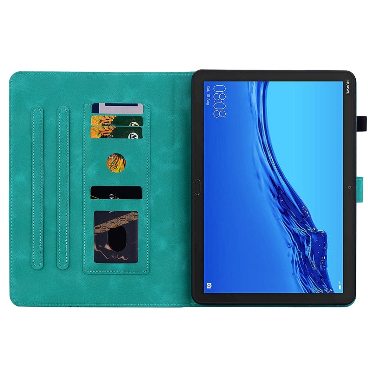 For Huawei MediaPad M5 Lite 10 / C5 10.1 Lily Embossed Leather Tablet Case(Green)