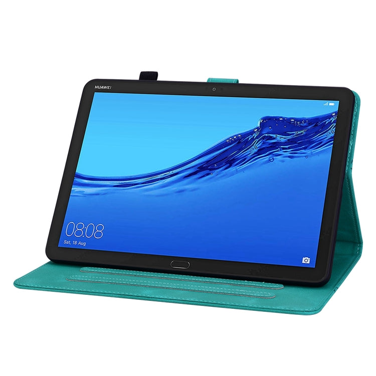For Huawei MediaPad M5 Lite 10 / C5 10.1 Lily Embossed Leather Tablet Case(Green)
