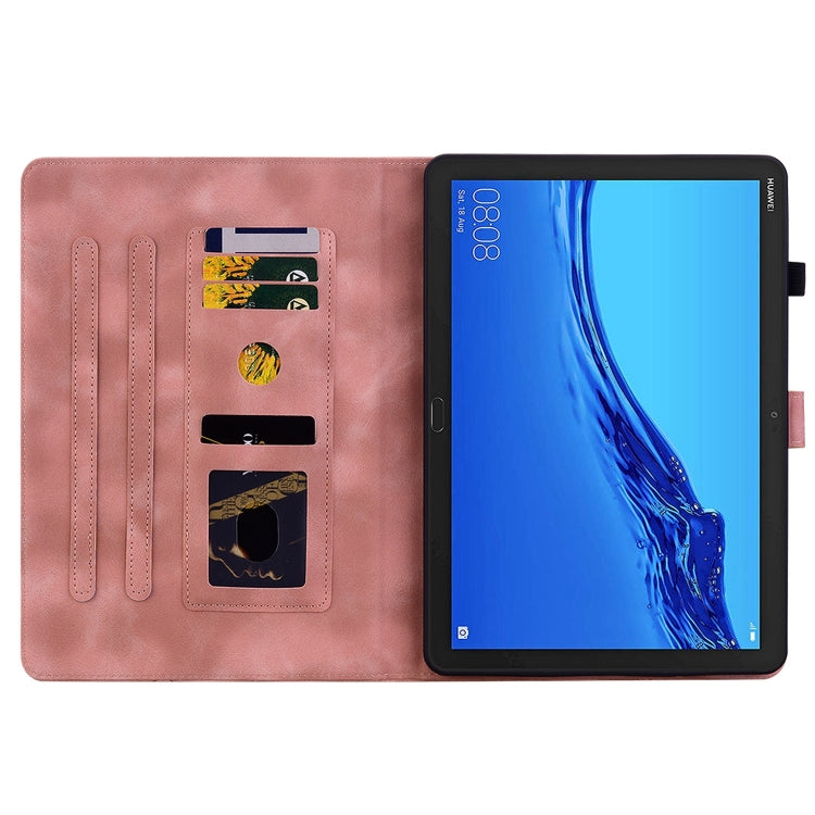 For Huawei MediaPad M5 Lite 10 / C5 10.1 Lily Embossed Leather Tablet Case(Pink)