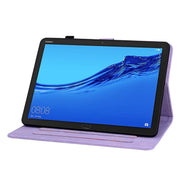 For Huawei MediaPad M5 Lite 10 / C5 10.1 Lily Embossed Leather Tablet Case(Purple)