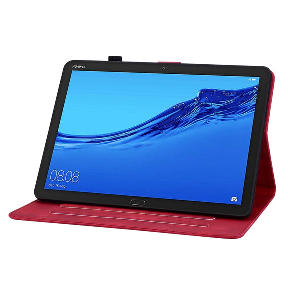 For Huawei MediaPad M5 Lite 10 / C5 10.1 Lily Embossed Leather Tablet Case(Red)