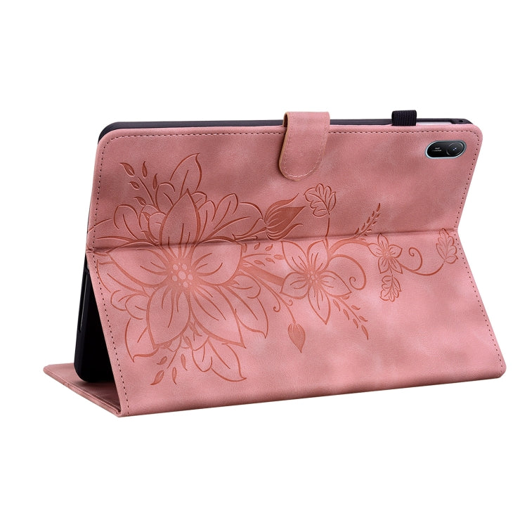 For Huawei MatePad SE 11 2024 Lily Embossed Leather Tablet Case(Pink)