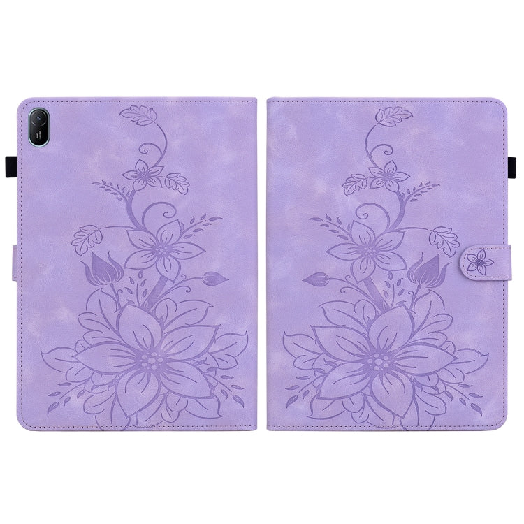 For Huawei MatePad SE 11 2024 Lily Embossed Leather Tablet Case(Purple)