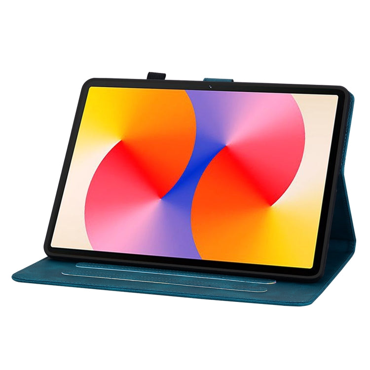 For Huawei MatePad SE 11 2024 Lily Embossed Leather Tablet Case(Dark Blue)