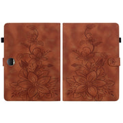 For Honor Pad 9 12.1 Lily Embossed Leather Tablet Case(Brown)