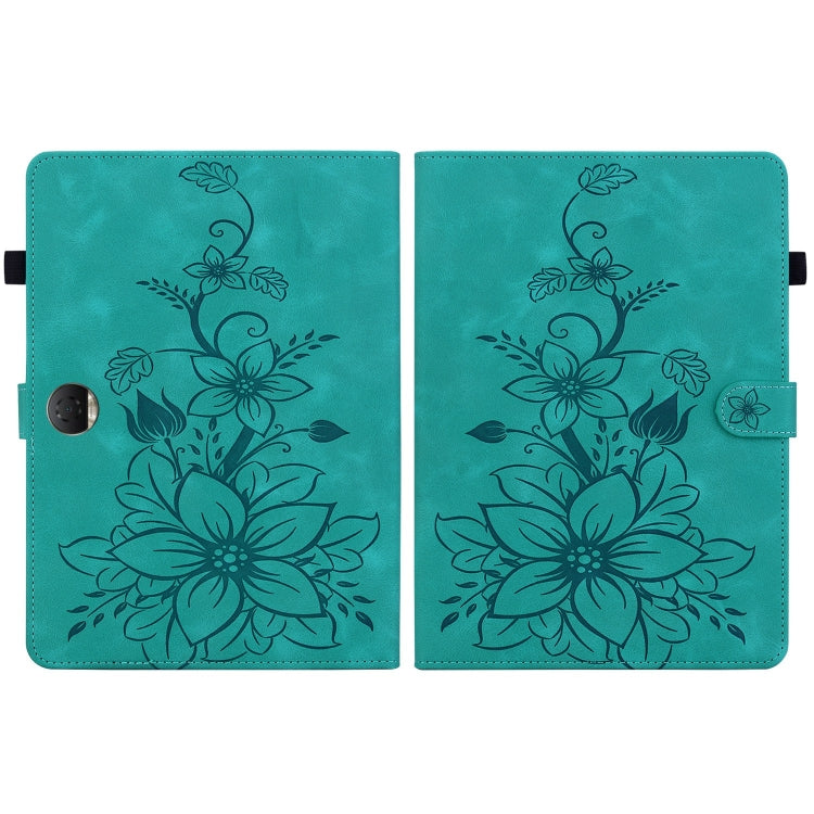 For Honor Pad 9 12.1 Lily Embossed Leather Tablet Case(Green)