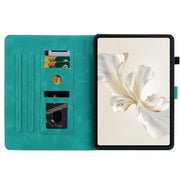 For Honor Pad 9 12.1 Lily Embossed Leather Tablet Case(Green)