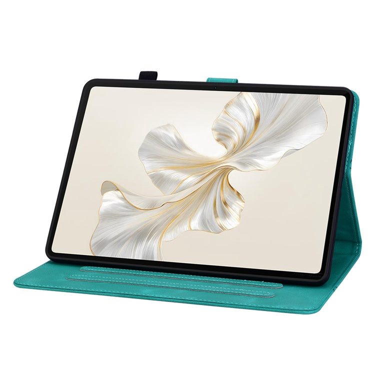For Honor Pad 9 12.1 Lily Embossed Leather Tablet Case(Green)