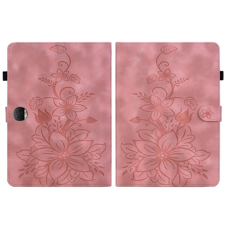For Honor Pad 9 12.1 Lily Embossed Leather Tablet Case(Pink)