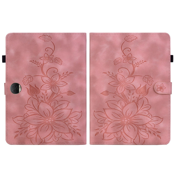 For Honor Pad 9 12.1 Lily Embossed Leather Tablet Case(Pink)