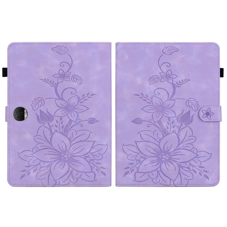 For Honor Pad 9 12.1 Lily Embossed Leather Tablet Case(Purple)