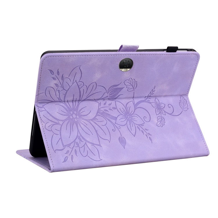 For Honor Pad 9 12.1 Lily Embossed Leather Tablet Case(Purple)