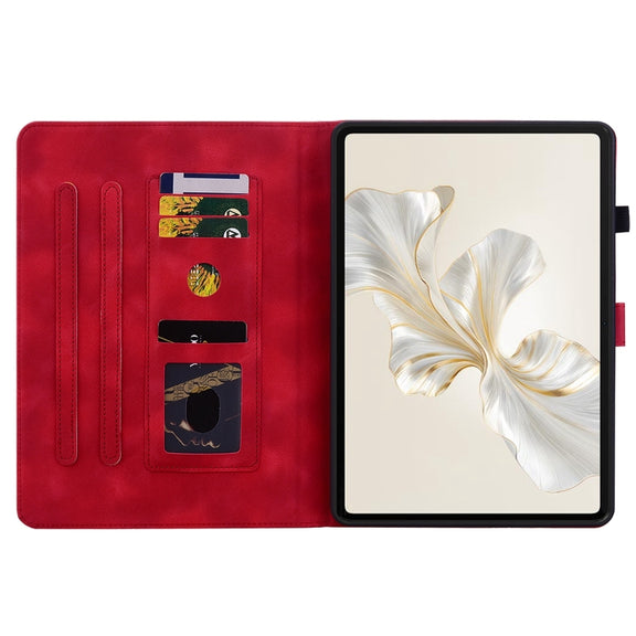 For Honor Pad 9 12.1 Lily Embossed Leather Tablet Case(Red)