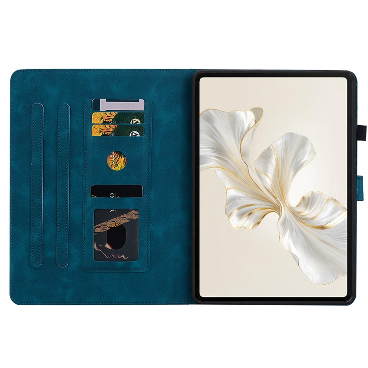 For Honor Pad 9 12.1 Lily Embossed Leather Tablet Case(Dark Blue)