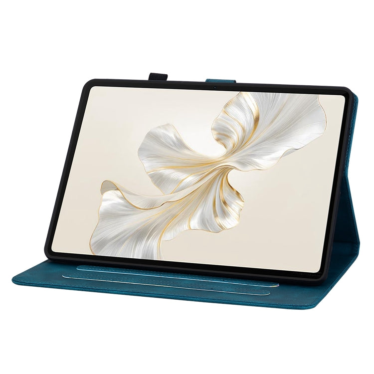 For Honor Pad 9 12.1 Lily Embossed Leather Tablet Case(Dark Blue)