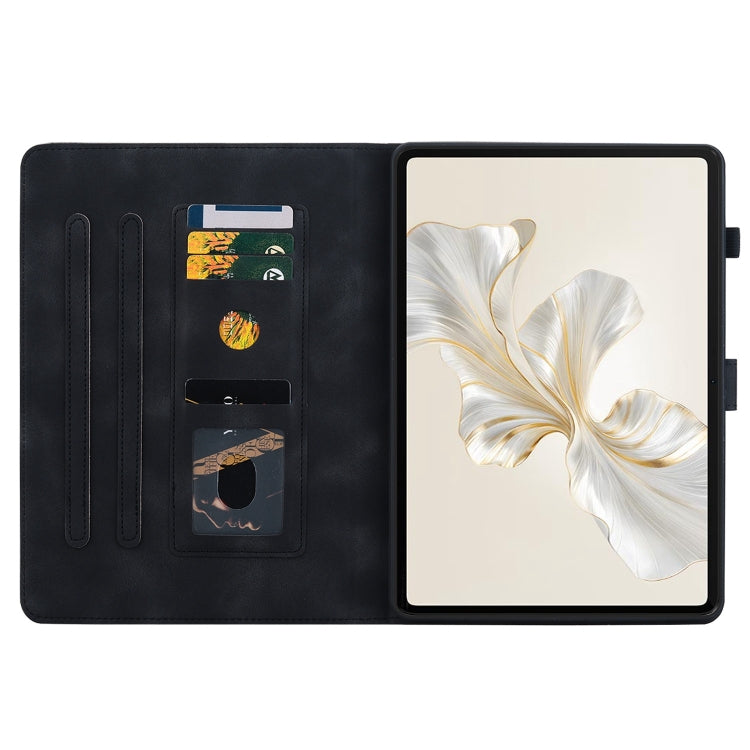 For Honor Pad 9 12.1 Lily Embossed Leather Tablet Case(Black)