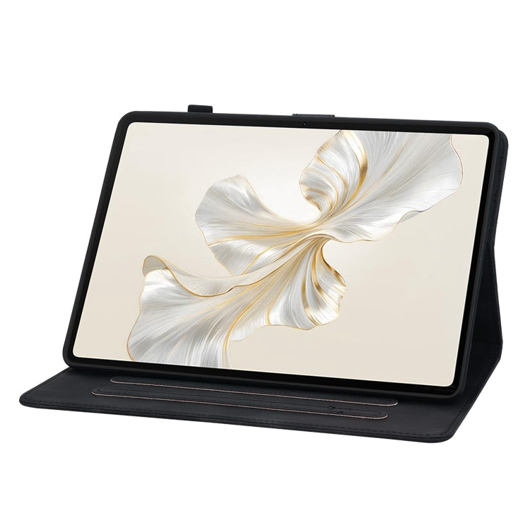 For Honor Pad 9 12.1 Lily Embossed Leather Tablet Case(Black)