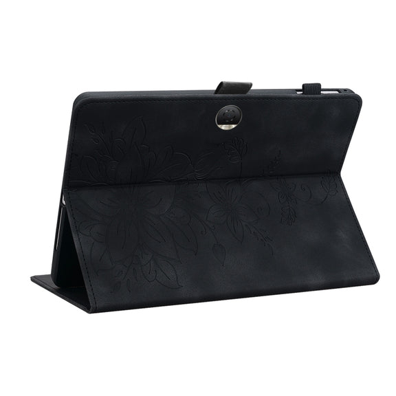 For Honor Pad 9 12.1 Lily Embossed Leather Tablet Case(Black)