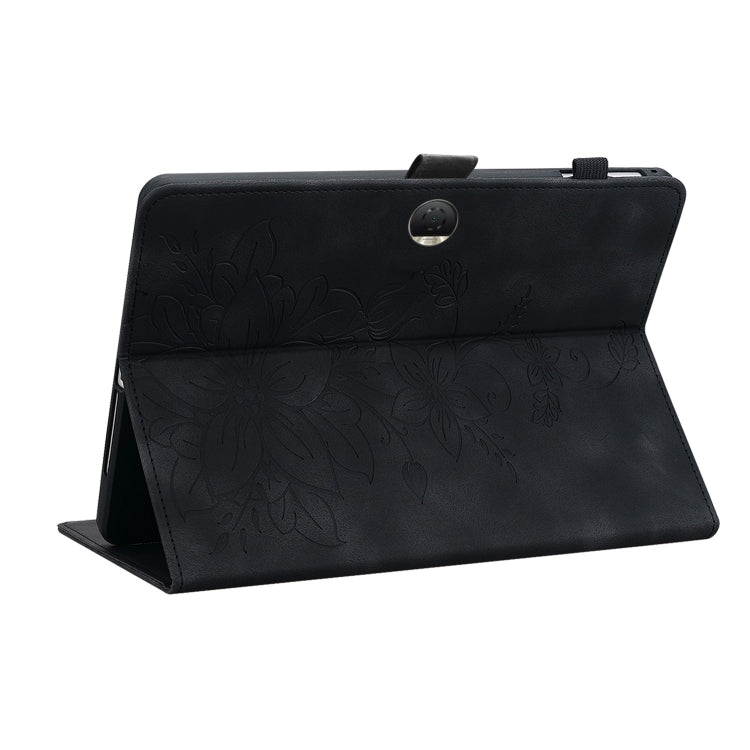 For Honor Pad 9 12.1 Lily Embossed Leather Tablet Case(Black)