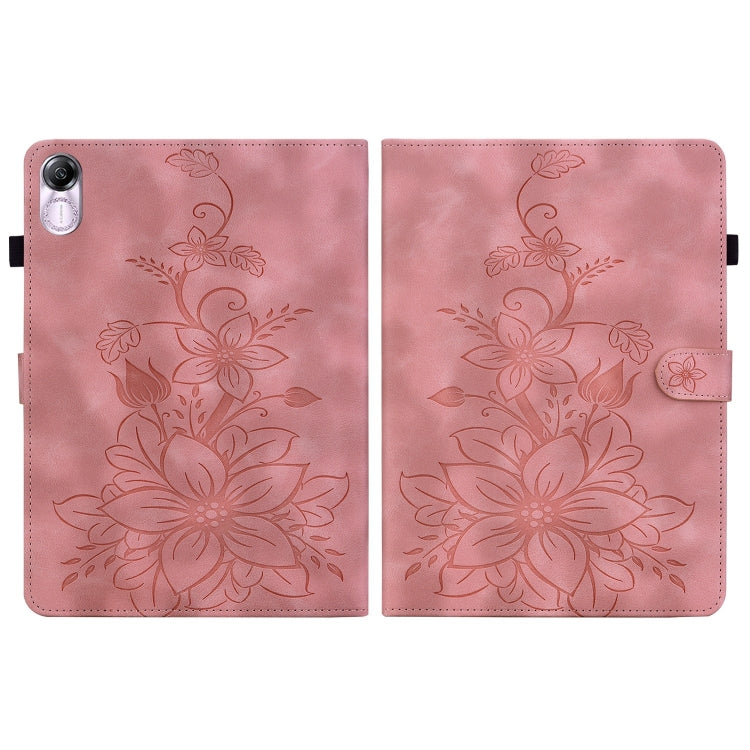 For Honor Pad X8 Pro / X9 2023 Lily Embossed Leather Tablet Case(Pink)