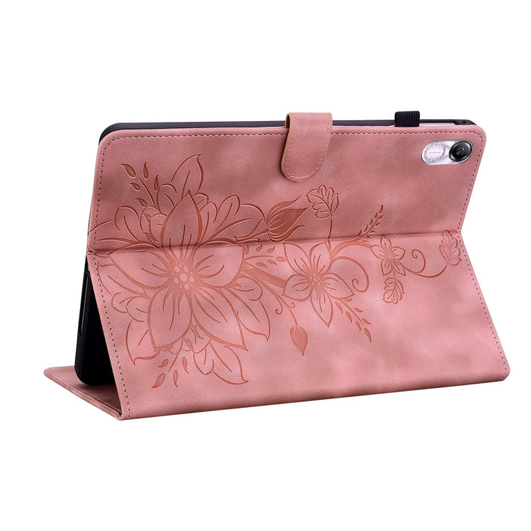 For Honor Pad X8 Pro / X9 2023 Lily Embossed Leather Tablet Case(Pink)