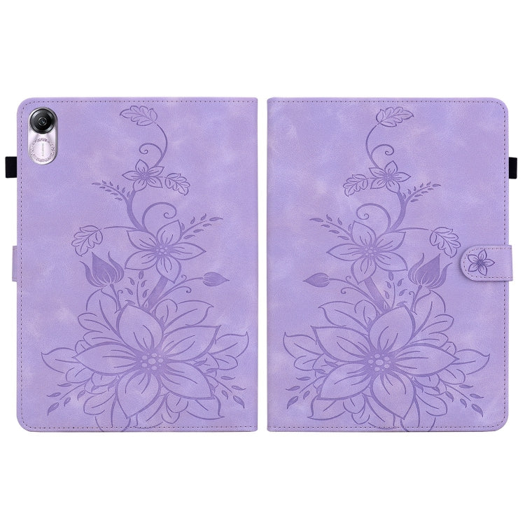 For Honor Pad X8 Pro / X9 2023 Lily Embossed Leather Tablet Case(Purple)