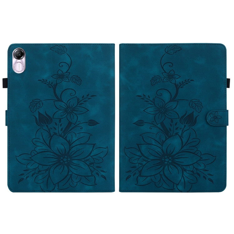For Honor Pad X8 Pro / X9 2023 Lily Embossed Leather Tablet Case(Dark Blue)