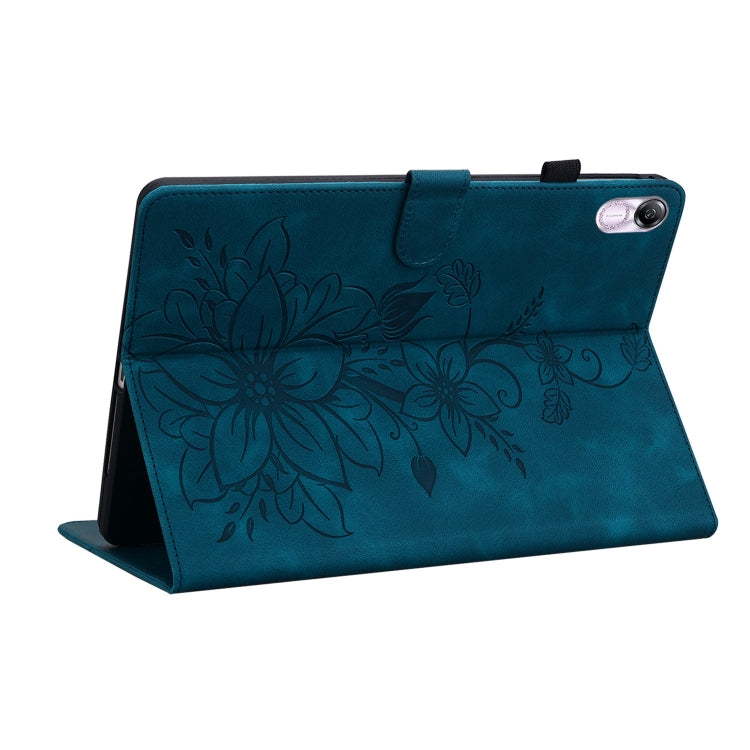 For Honor Pad X8 Pro / X9 2023 Lily Embossed Leather Tablet Case(Dark Blue)